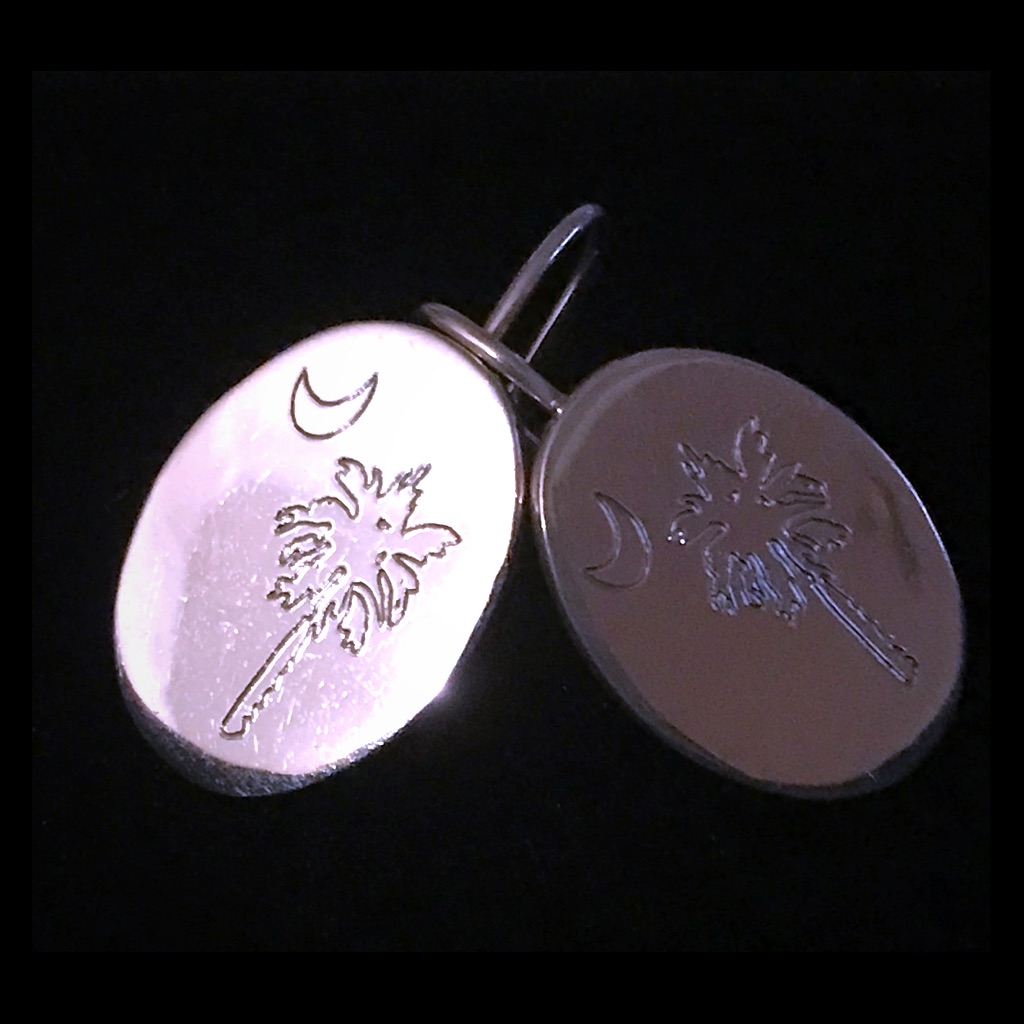 Oval Tree/Moon Sc Flag 925 Sterling Earrings